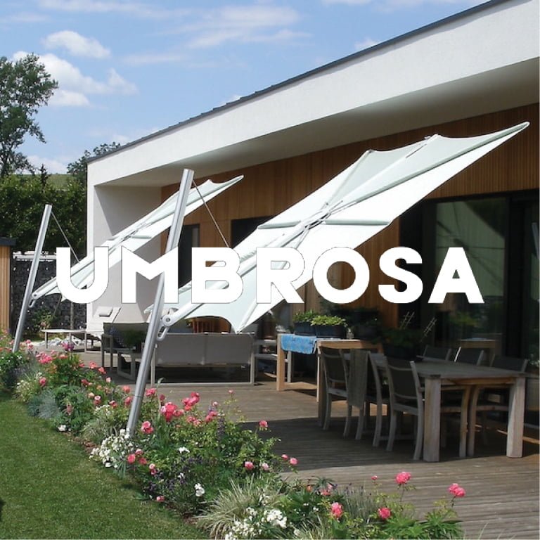 <h3>UMBROSA</h3><br>Vrhunski vrtni suncobrani elegantnog oblika i minimalističkog karaktera, vrtna jedra